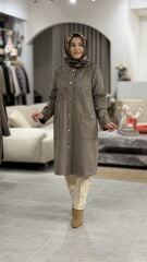 TIĞ TRİKO NAKIŞ DETAYLI SÜET KAP VİZON