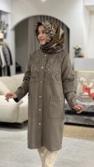 TIĞ TRİKO NAKIŞ DETAYLI SÜET KAP VİZON