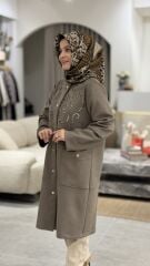 TIĞ TRİKO NAKIŞ DETAYLI SÜET KAP VİZON