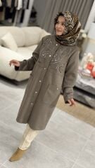 TIĞ TRİKO NAKIŞ DETAYLI SÜET KAP VİZON