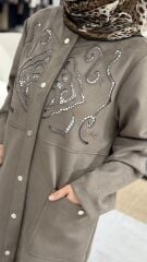 TIĞ TRİKO NAKIŞ DETAYLI SÜET KAP VİZON