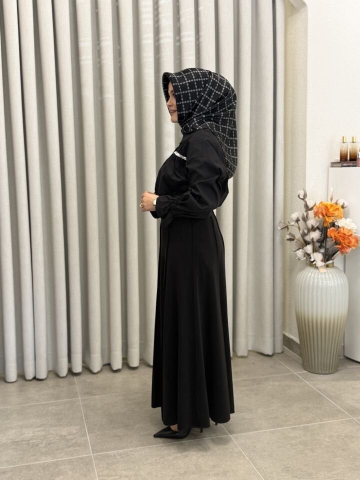 SENTEZ SAFİR PARÇALI ÇAN ETEK SİYAH