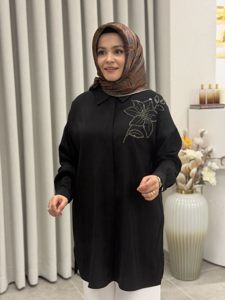 KADO TENCEL GÖMLEK SİYAH