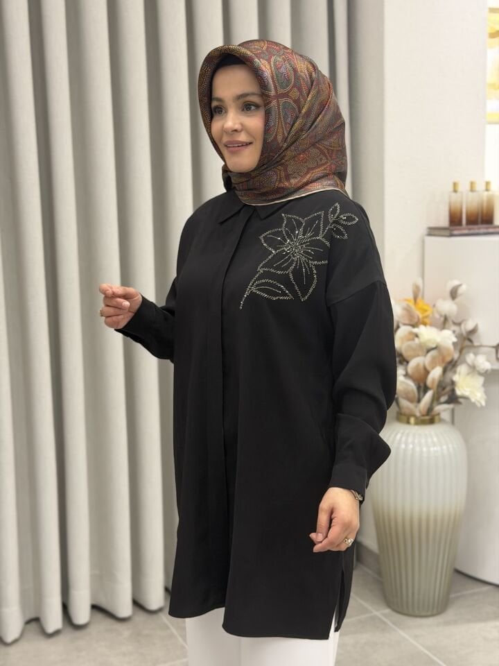 KADO TENCEL GÖMLEK SİYAH