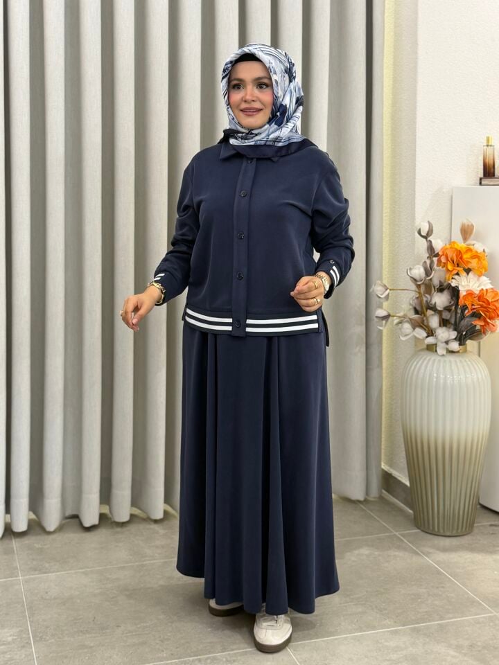 ARMİNE TREND OYSHO ETEKLİ TAKIM LACİVERT