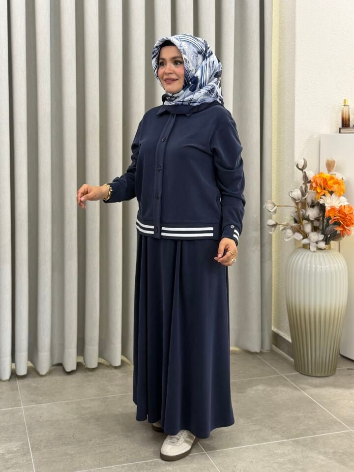 ARMİNE TREND OYSHO ETEKLİ TAKIM LACİVERT