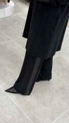 ESSWAAP ÖRGÜ DESEN DERİ GARNİLİ KREP PANTOLONLU TAKIM