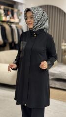 ESSWAAP ÖRGÜ DESEN DERİ GARNİLİ KREP PANTOLONLU TAKIM