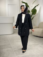 TIĞ TRİKO CUPRA CEKETLİ TAKIM SİYAH