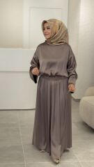 YAQA PREMİUM İTHAL SATEN ETEKLİ TAKIM VİZON