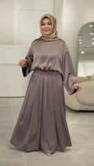 YAQA PREMİUM İTHAL SATEN ETEKLİ TAKIM VİZON