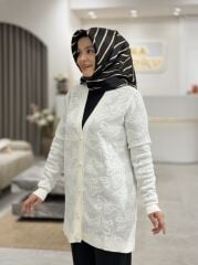 TIĞ TRİKO KELEBEK DESENLİ SİM JAKARLI TRİKO HIRKA EKRU