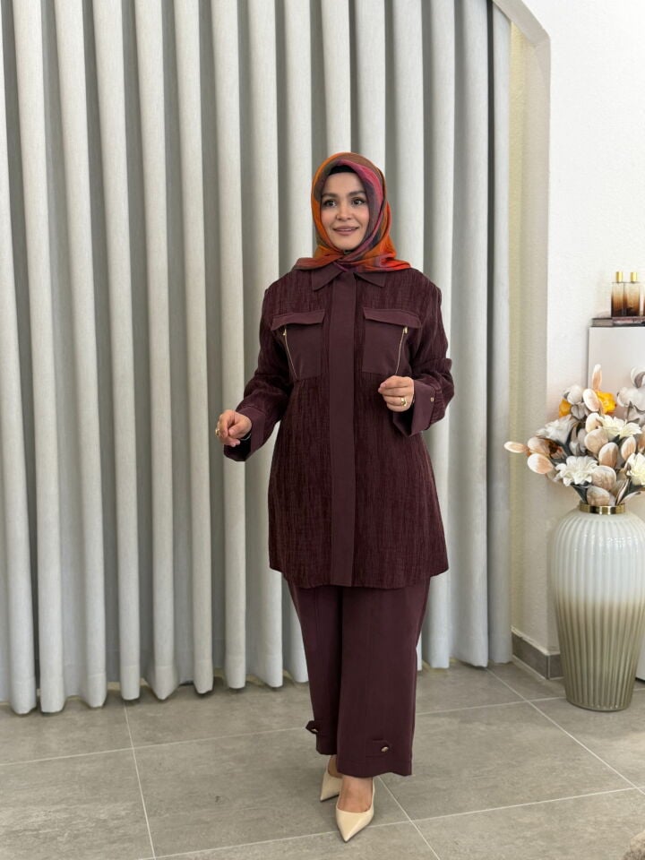 AVENNA PAMUK TENCEL MÜSLİN PANTALONLU TAKIM MÜRDÜM