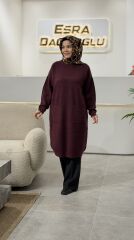 TIĞ TRİKO SIFIR YAKA CEPLİ TRİKO TUNİK BORDO