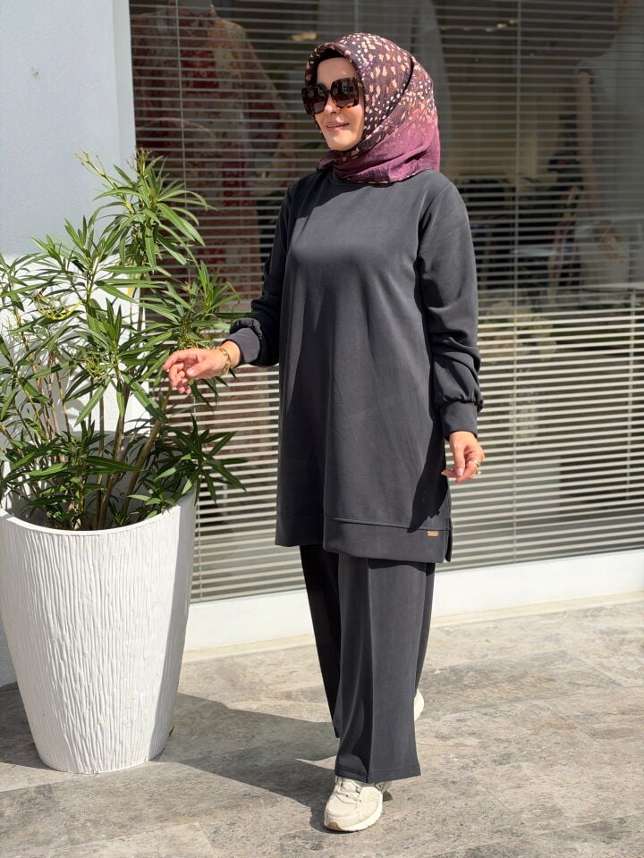 AYŞE AKAY PANTOLONLU MODAL TAKIM SİYAH