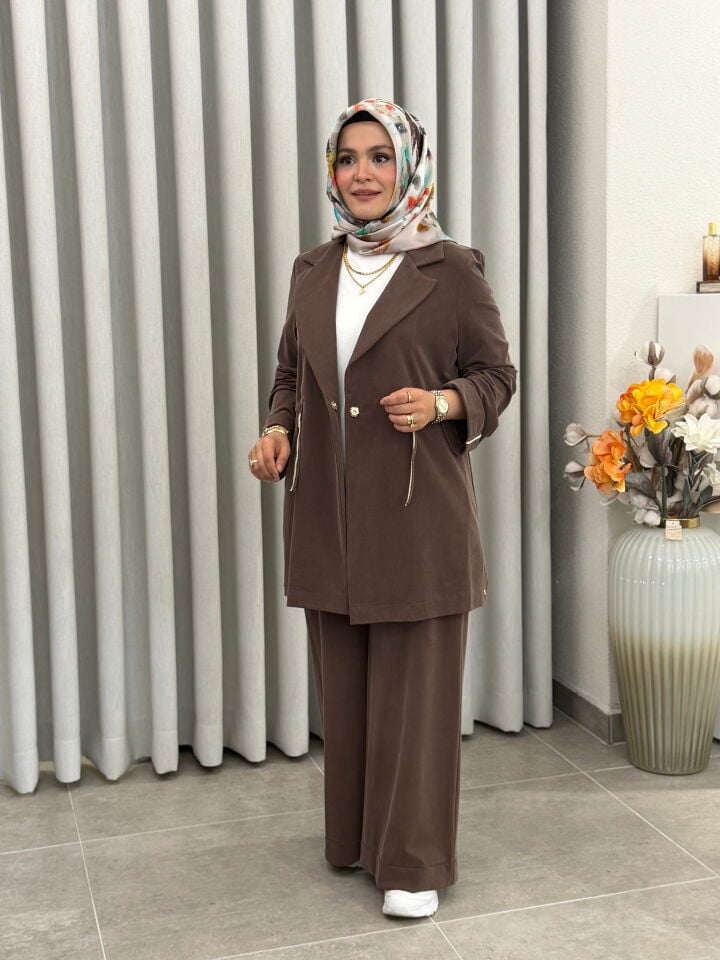 AVENNA OYSHO CEKETLİ PANTALONLU TAKIM KAHVERENGİ