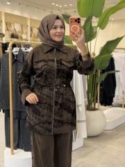 TIĞ TRİKO CUPRA NUBUK TAKIM KAHVE