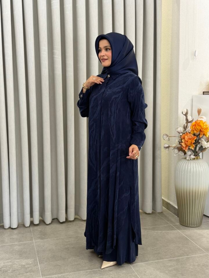 AVENNA İPEK CUPRA TAM BOY GÖMLEK LACİVERT