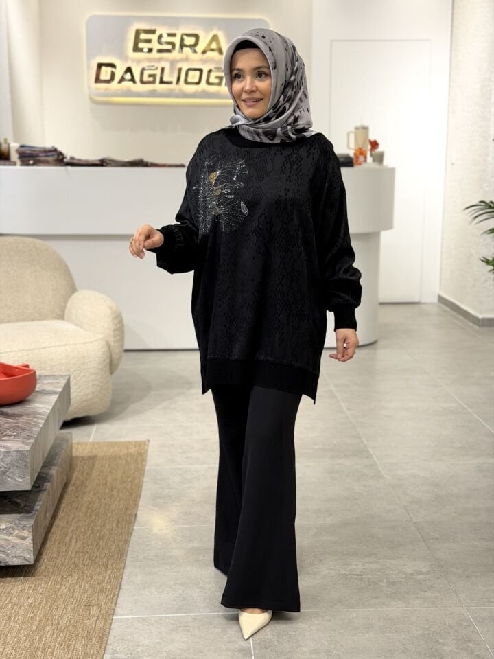 ARMİNE TREND DOUBLE KREP İSPANYOL PANTOLON SİYAH