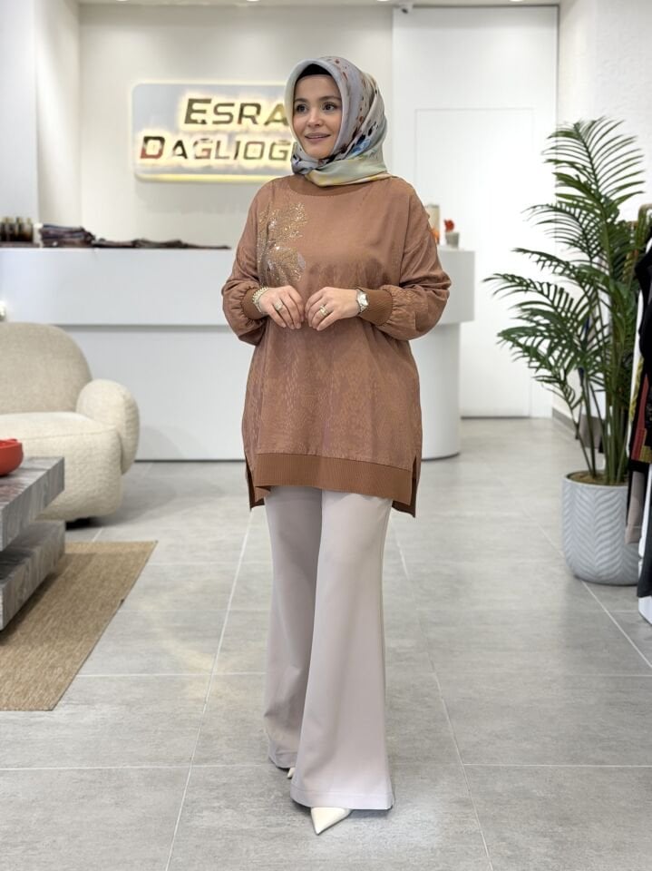 ARMİNE TREND DOUBLE KREP İSPANYOL PANTOLON BEJ