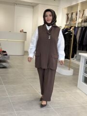 TIĞ TRİKO İPEK CUPRA TAKIM KAHVE