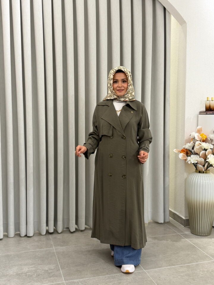 ARMİNE TREND TENCEL TRENÇKOT HAKİ