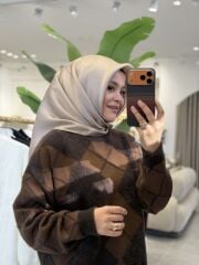 TIĞ TRİKO BAKLAVA DESENLİ TRİKO KAZAK KAHVE