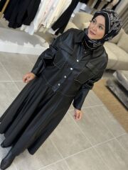 ŞARDONLU DERİ CEKET YAQA SİYAH