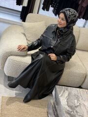 ŞARDONLU DERİ CEKET YAQA SİYAH