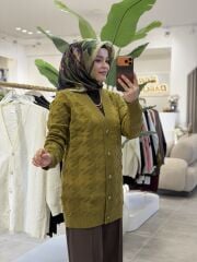 TIĞ TRİKO KAZAYAKLI HAVLU ÖRGÜLÜ TRİKO HIRKA OLİVE