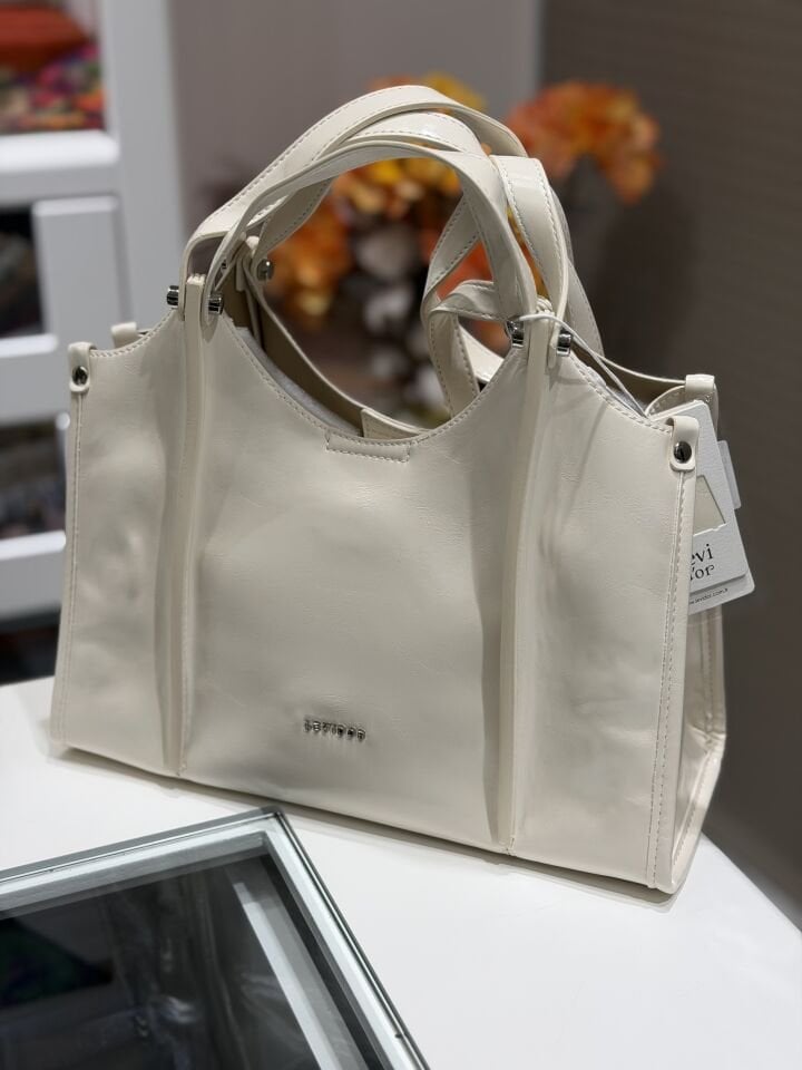 LEVİDOR İTHAL DERİ ÇANTA EKRU