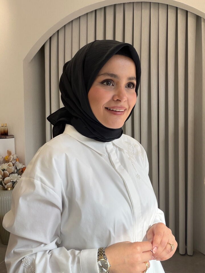 BENETTON VİSCON DÜZ EŞARP SİYAH