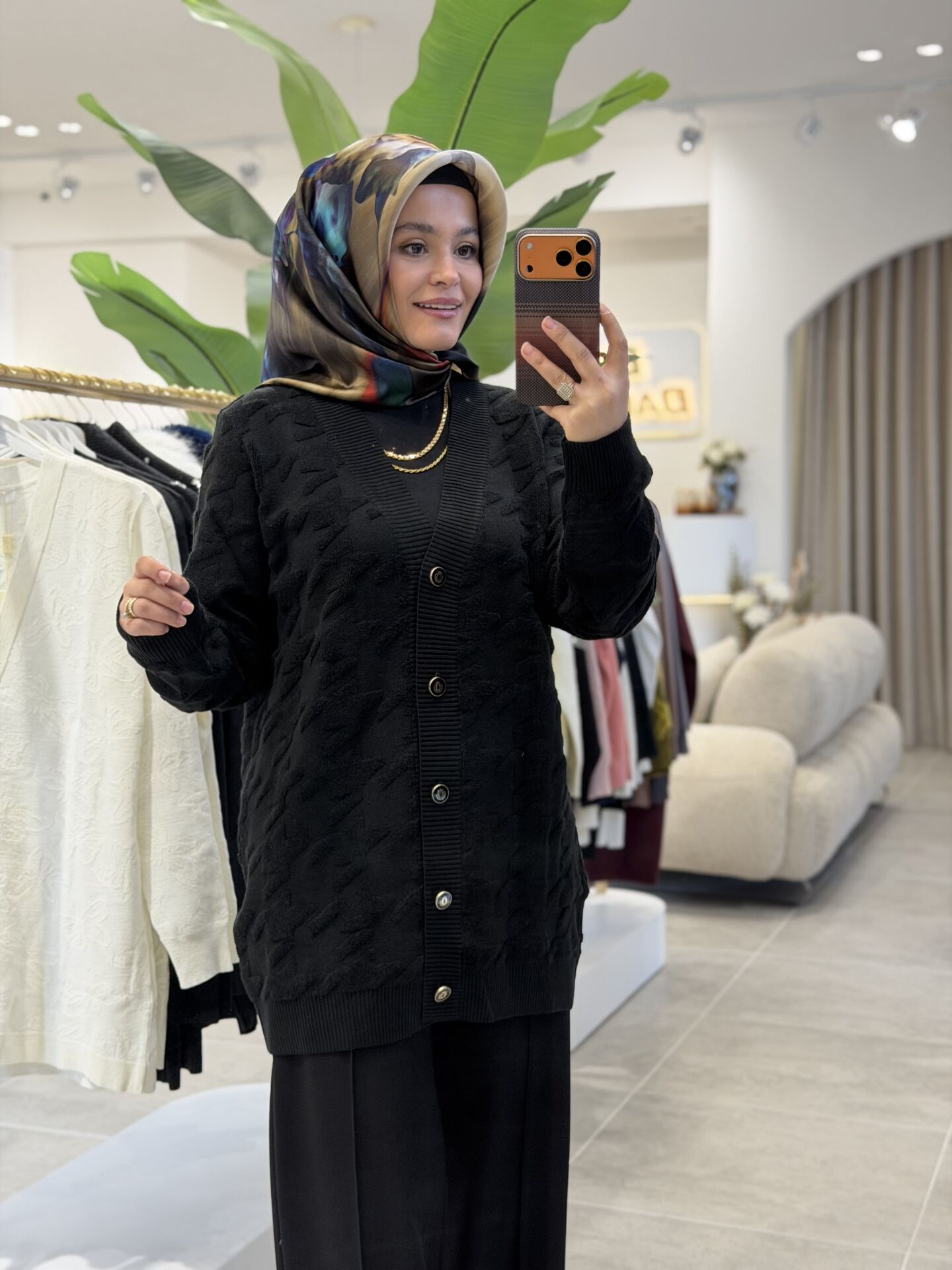 TIĞ TRİKO KAZAYAKLI HAVLU ÖRGÜLÜ TRİKO HIRKA SİYAH