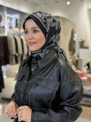 ŞARDONLU DERİ ETEK YAQA SİYAH