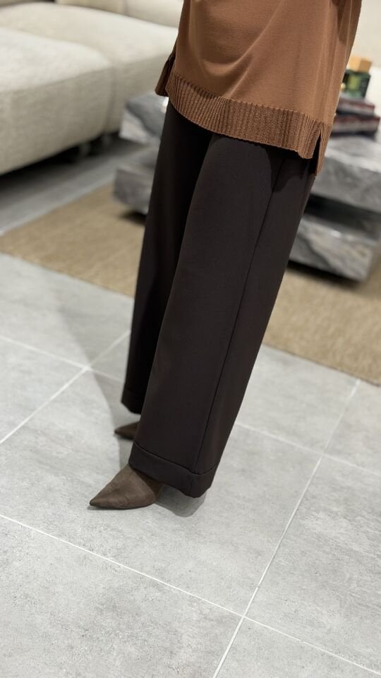 ARMİNE TREND DOUBLE KREP PANTOLON KAHVERENGİ