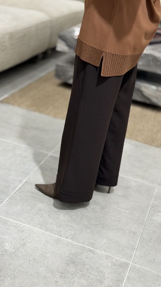 ARMİNE TREND DOUBLE KREP PANTOLON KAHVERENGİ