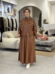 ŞARDONLU DERİ CEKET YAQA KAHVE