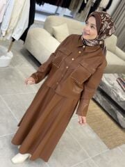 ŞARDONLU DERİ CEKET YAQA KAHVE