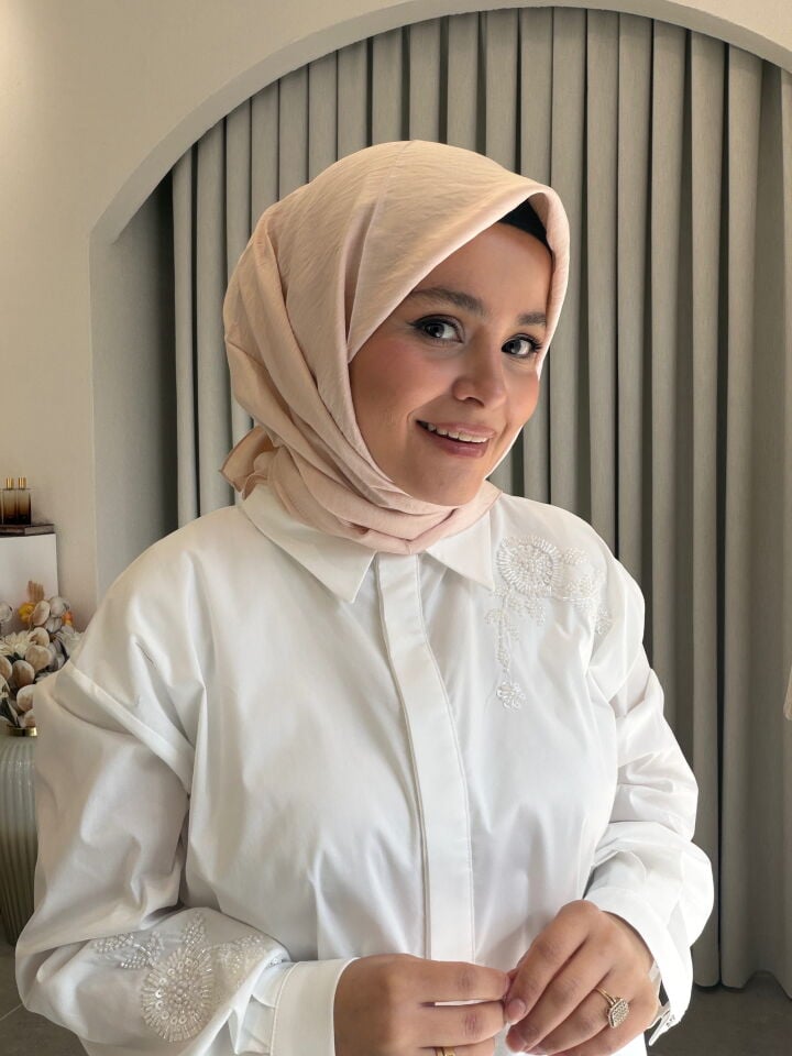 BENETTON VİSCON DÜZ EŞARP PUDRA