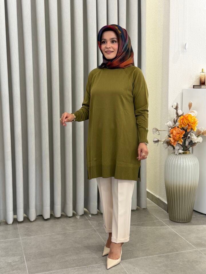 ARMİNE TREND MERSERİZE TUNİK YAĞ YEŞİLİ