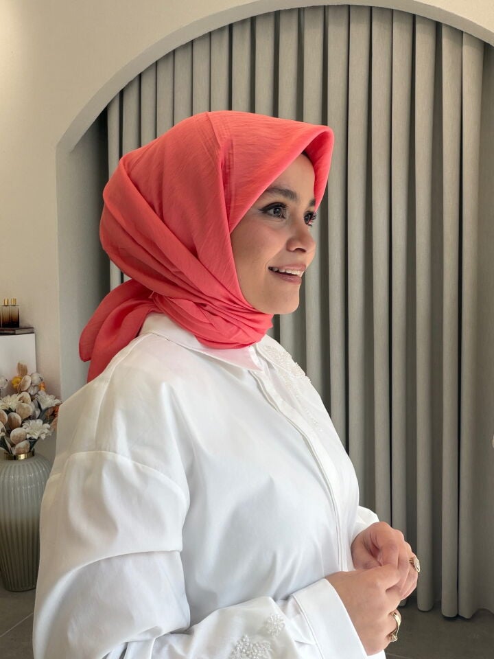 BENETTON VİSCON DÜZ EŞARP NAR ÇİÇEĞİ