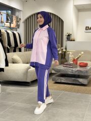 TIĞ TRİKO SCUBA GÖMLEK TASARIMLI TAKIM MOR