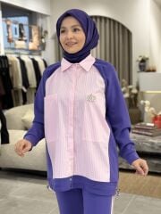 TIĞ TRİKO SCUBA GÖMLEK TASARIMLI TAKIM MOR