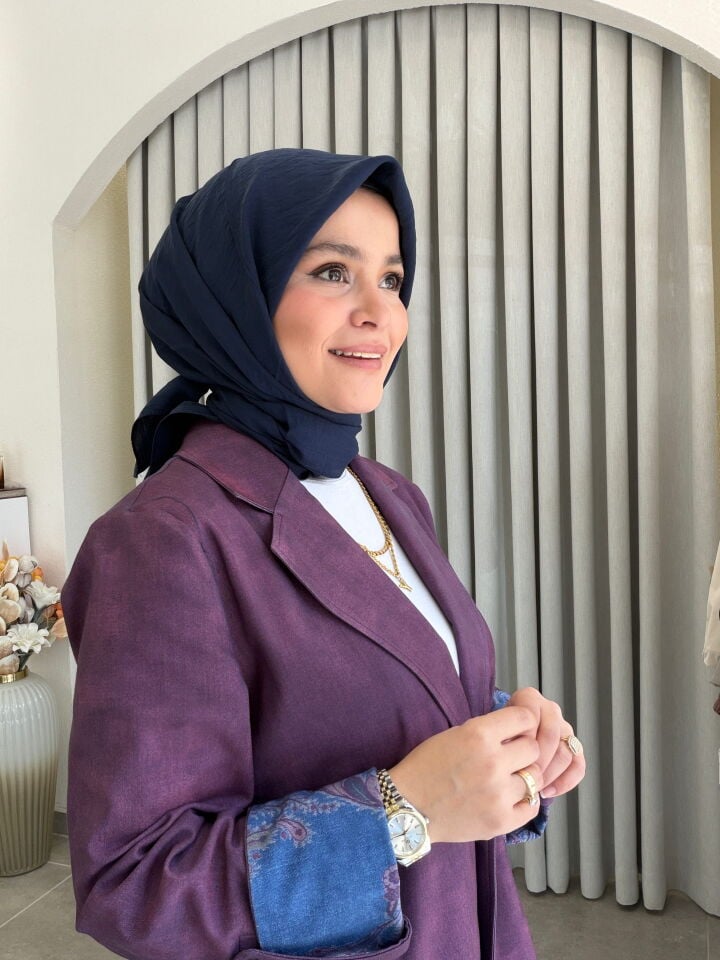 BENETTON VİSCON DÜZ EŞARP LACİVERT