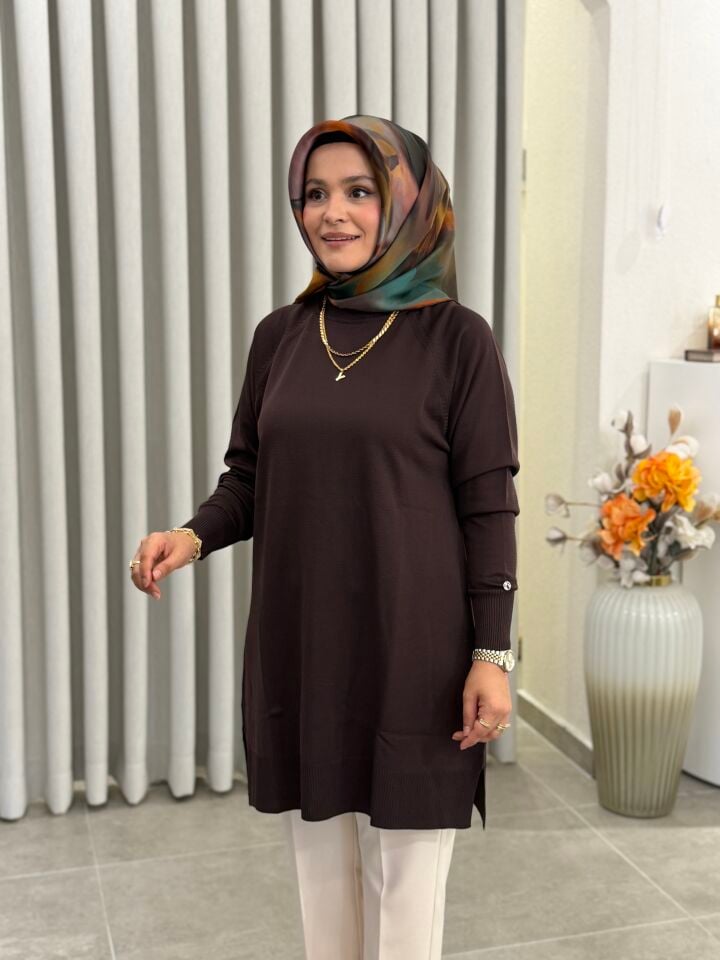 ARMİNE TREND MERSERİZE TUNİK KAHVERENGİ