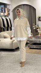 YAQA PREMİUM TRİKO ÜÇLÜ TAKIM KREM