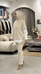 YAQA PREMİUM TRİKO ÜÇLÜ TAKIM KREM