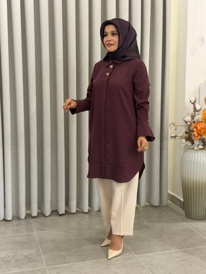 ARMİNE TREND KREP GÖMLEK MÜRDÜM