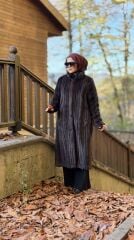 TIĞ TRİKO UZUN  HAKİM YAKA KÜRK KABAN KAHVE