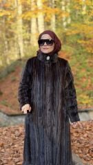 TIĞ TRİKO UZUN  HAKİM YAKA KÜRK KABAN KAHVE